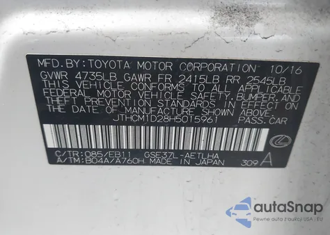 2017 Lexus Is 300 z USA, uszkodzony, nr VIN JTHCM1D28H5015961